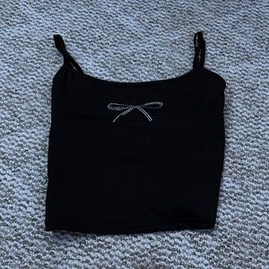 Black Bow Detail Women's Top